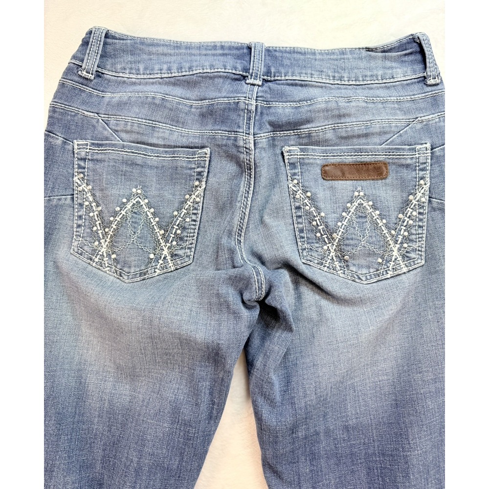 Wrangler Premium Patch Bootcut Jeans Womens 5 Fits 29x30 Med Wash Embellished